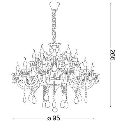 Ideal Lux - Кристален пендел COLOSSAL 15xE14/40W/230V Ø 95 см сив/лъскав хром