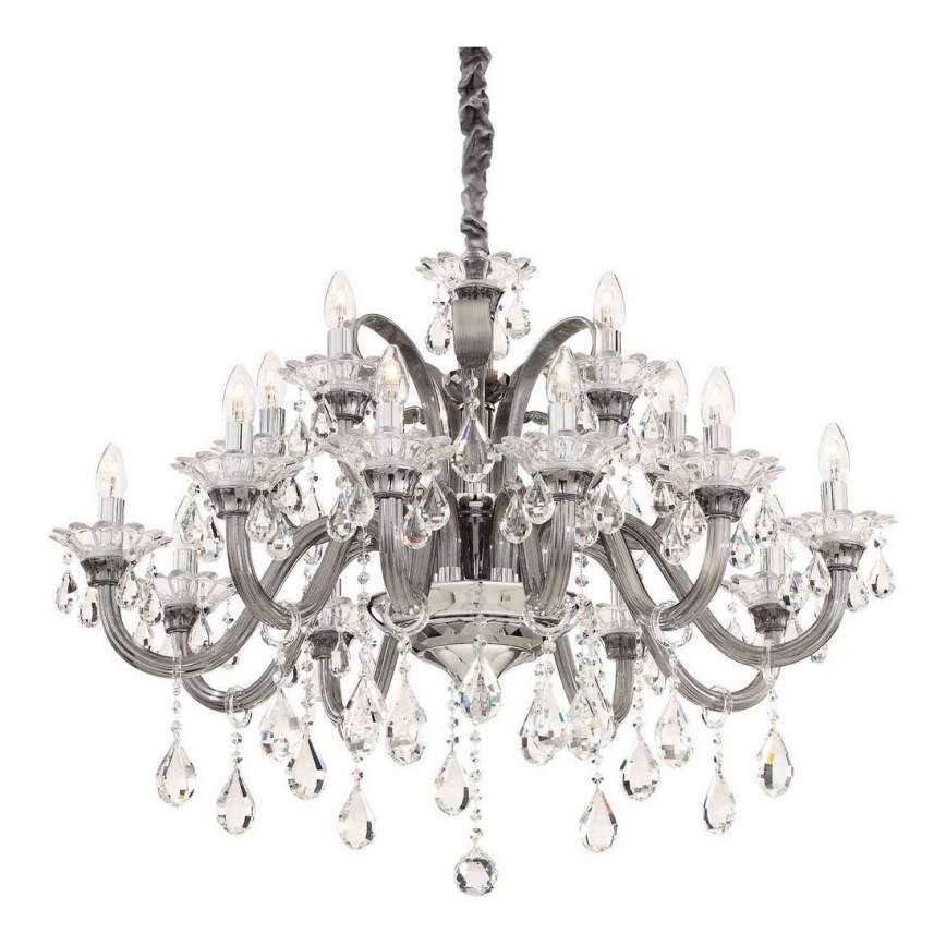 Ideal Lux - Кристален пендел COLOSSAL 15xE14/40W/230V Ø 95 см сив/лъскав хром