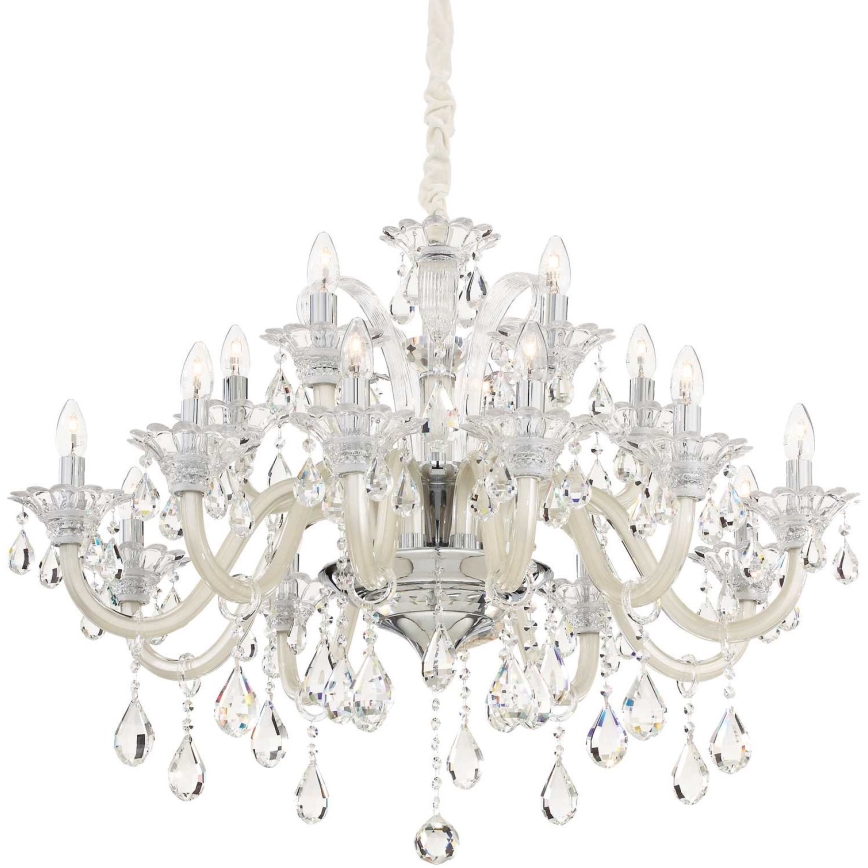 Ideal Lux - Кристален пендел COLOSSAL 15xE14/40W/230V Ø 95 см кремав/лъскав хром