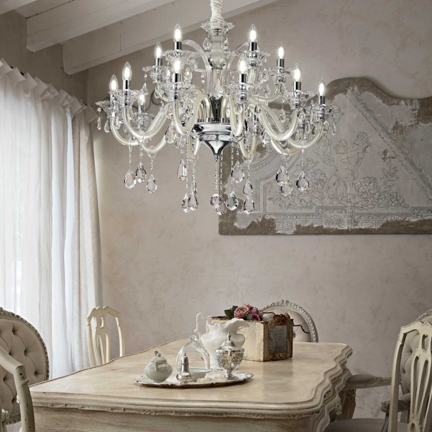 Ideal Lux - Кристален пендел COLOSSAL 15xE14/40W/230V Ø 95 см кремав/лъскав хром