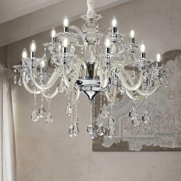 Ideal Lux - Кристален пендел COLOSSAL 15xE14/40W/230V Ø 95 см кремав/лъскав хром