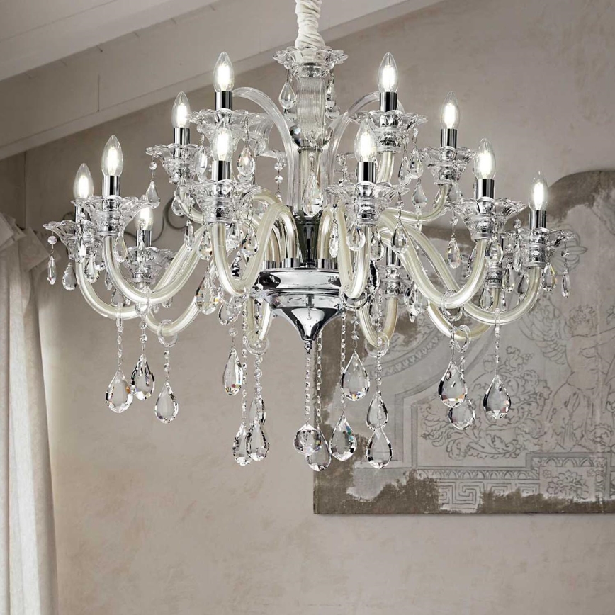 Ideal Lux - Кристален пендел COLOSSAL 15xE14/40W/230V Ø 95 см кремав/лъскав хром
