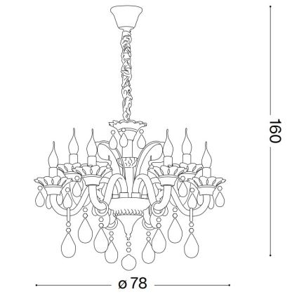 Ideal Lux - Кристален пендел COLOSSAL 8xE14/40W/230V Ø 78 см сив/лъскав хром