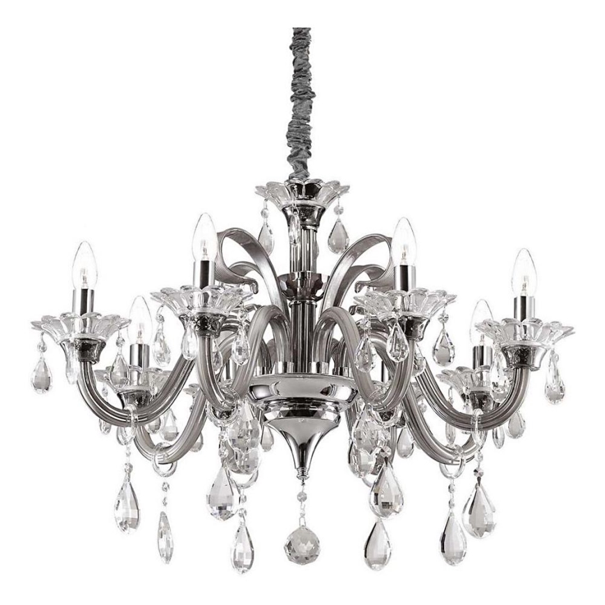 Ideal Lux - Кристален пендел COLOSSAL 8xE14/40W/230V Ø 78 см сив/лъскав хром