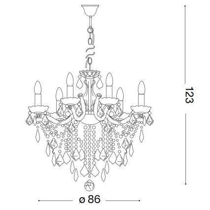 Ideal Lux - Кристален пендел FLORIAN 18xE14/40W/230V Ø 86 см златист
