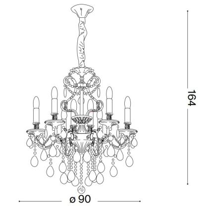 Ideal Lux - Кристален пендел GIOCONDA 12xE14/40W/230V Ø 90 см златист
