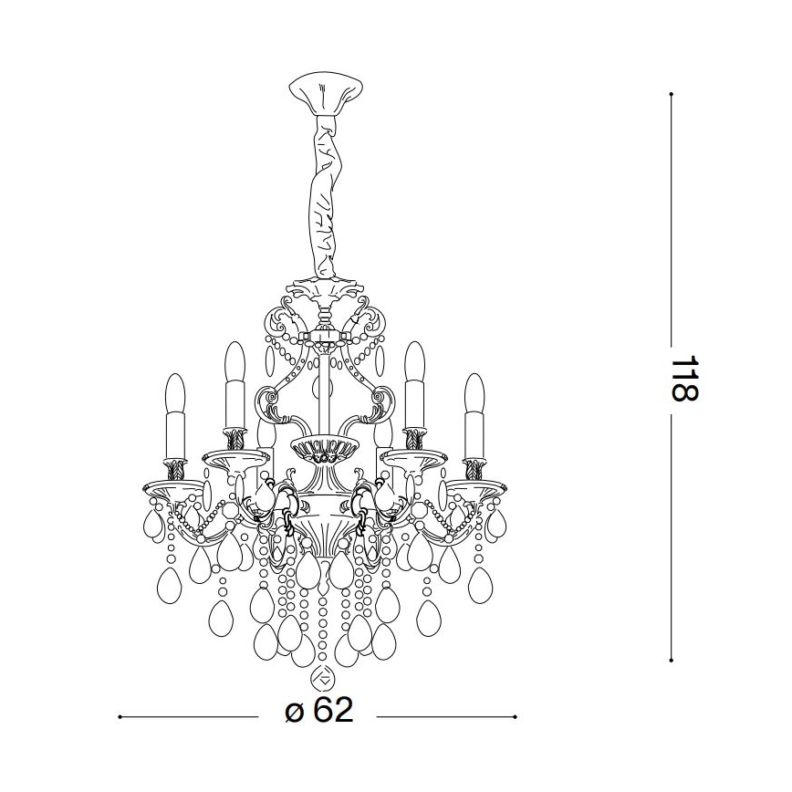Ideal Lux - Кристален пендел GIOCONDA 6xE14/40W/230V Ø 62 см златист