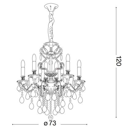 Ideal Lux - Кристален пендел GIOCONDA 8xE14/40W/230V Ø 73 см златист