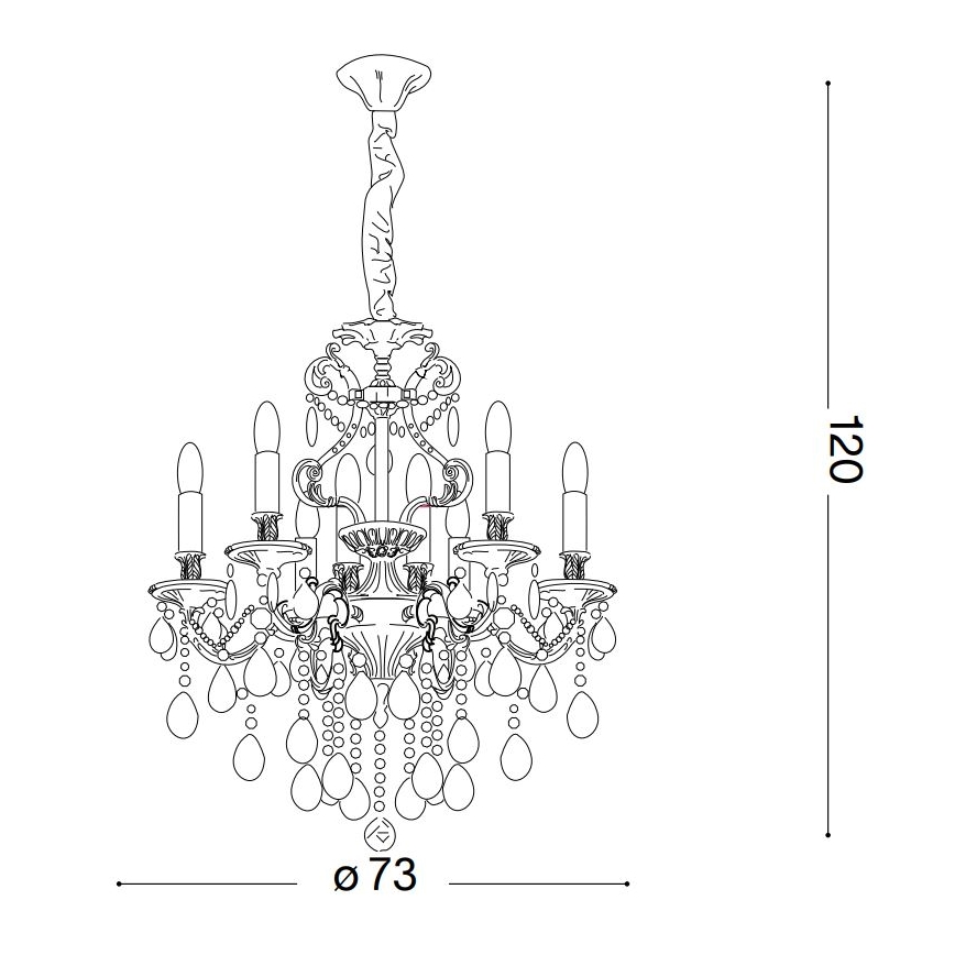 Ideal Lux - Кристален пендел GIOCONDA 8xE14/40W/230V Ø 73 см златист
