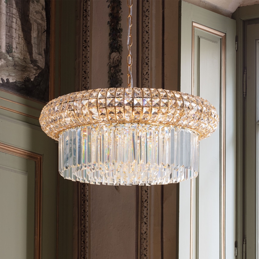Ideal Lux - Кристален пендел NABUCCO 12xE14/40W/230V Ø 60 см златист