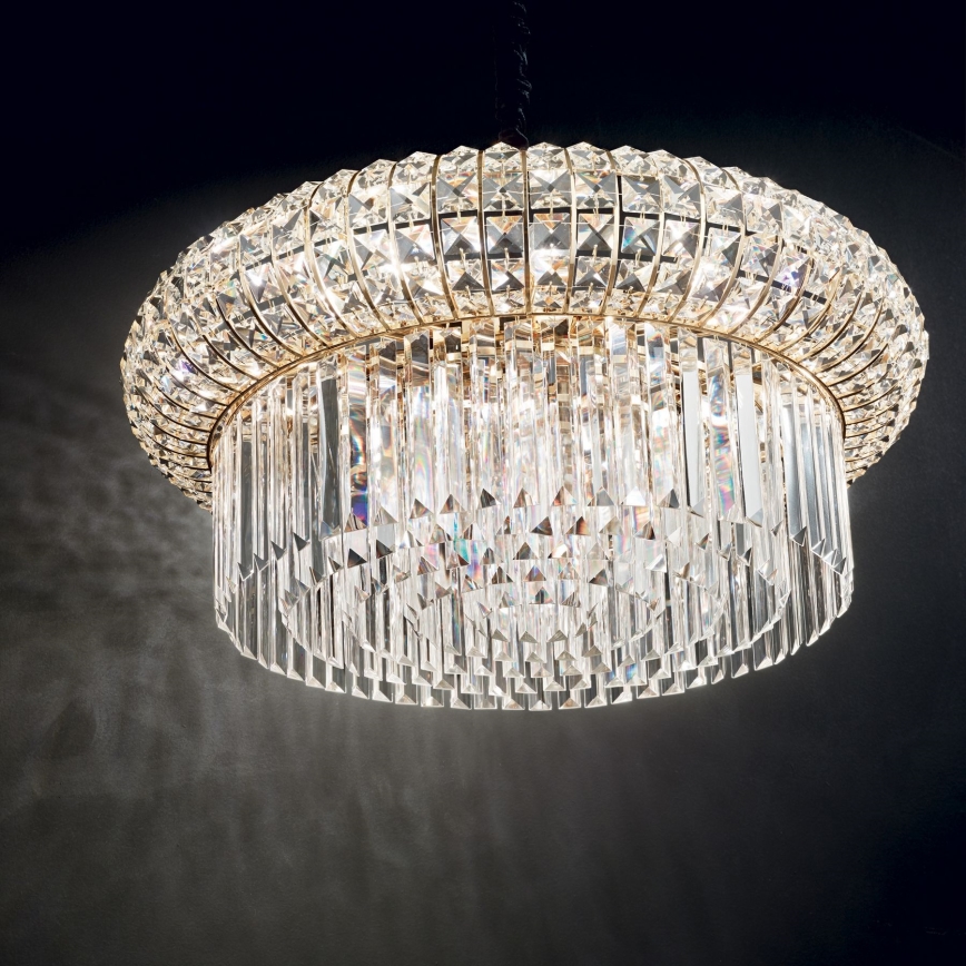 Ideal Lux - Кристален пендел NABUCCO 12xE14/40W/230V Ø 60 см златист