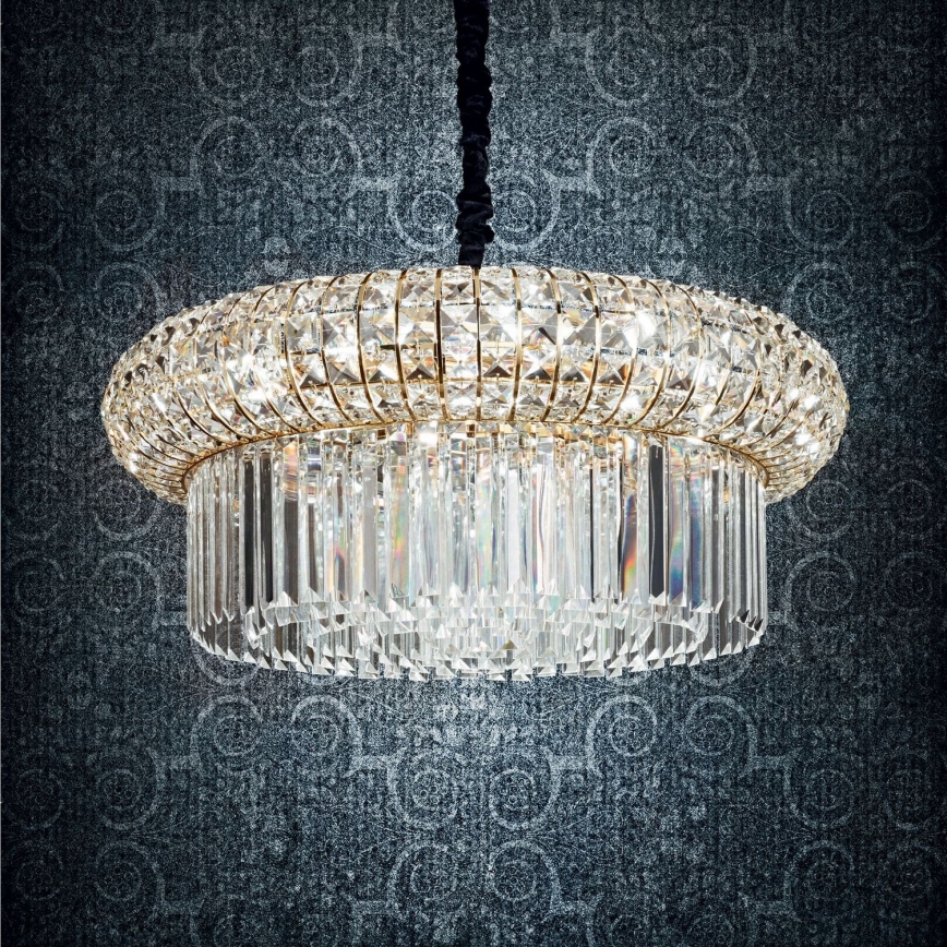 Ideal Lux - Кристален пендел NABUCCO 12xE14/40W/230V Ø 60 см златист