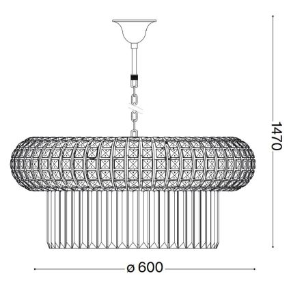 Ideal Lux - Кристален пендел NABUCCO 12xE14/40W/230V Ø 60 см златист