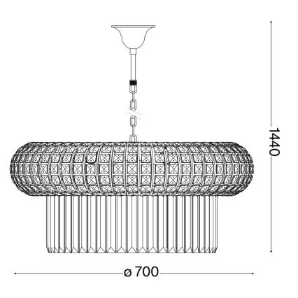 Ideal Lux - Кристален пендел NABUCCO 16xE14/40W/230V Ø 70 см златист