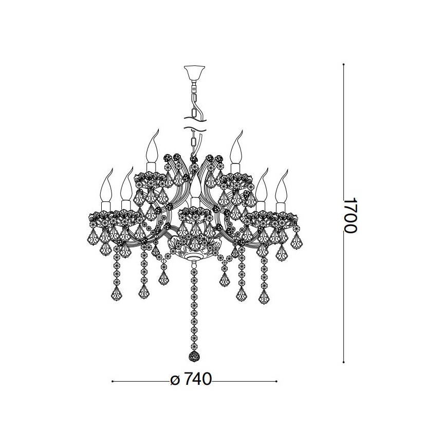 Ideal Lux - Кристален пендел NAPOLEON 12xE14/40W/230V Ø 74 см лъскав хром