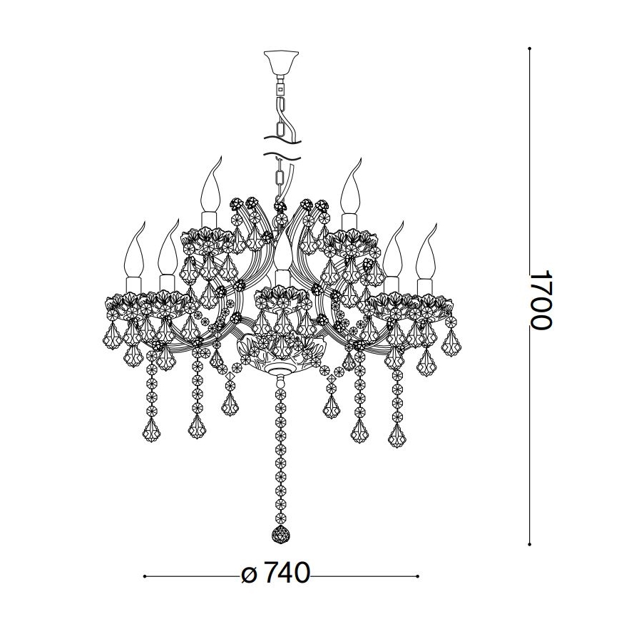 Ideal Lux - Кристален пендел NAPOLEON 12xE14/40W/230V Ø 74 см златист