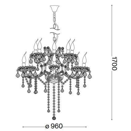 Ideal Lux - Кристален пендел NAPOLEON 18xE14/40W/230V Ø 96 см лъскав хром