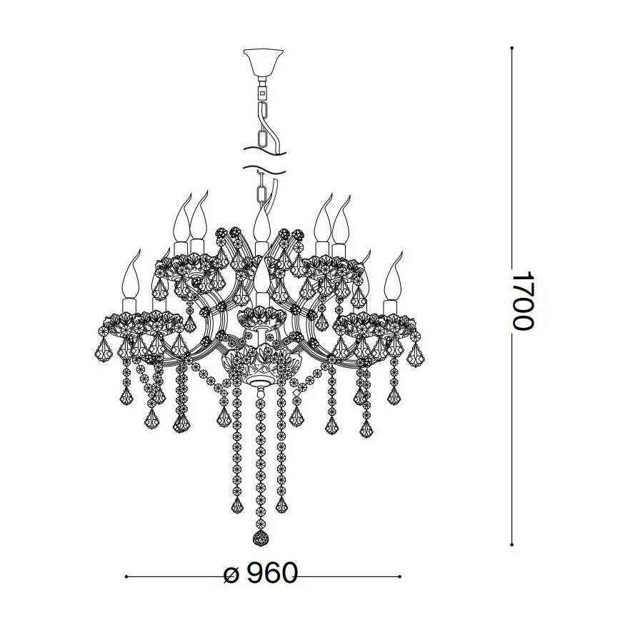 Ideal Lux - Кристален пендел NAPOLEON 18xE14/40W/230V Ø 96 см лъскав хром