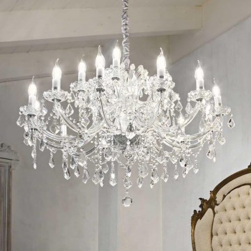 Ideal Lux - Кристален пендел NAPOLEON 18xE14/40W/230V Ø 96 см лъскав хром