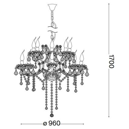 Ideal Lux - Кристален пендел NAPOLEON 18xE14/40W/230V Ø 96 см златист