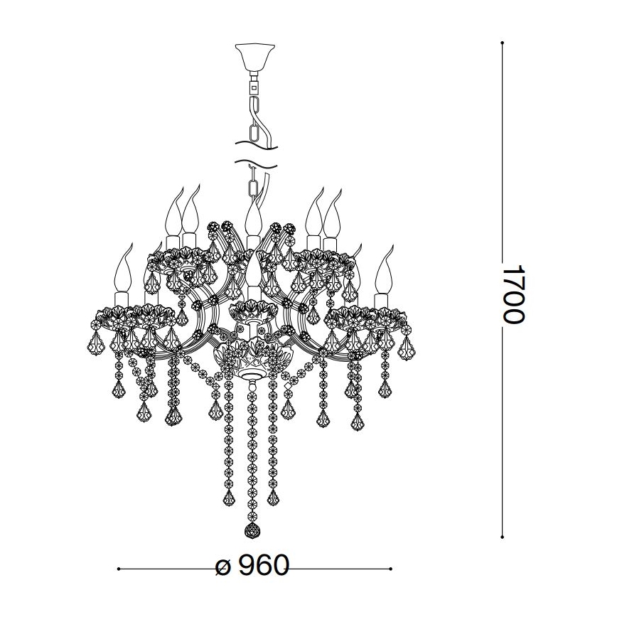 Ideal Lux - Кристален пендел NAPOLEON 18xE14/40W/230V Ø 96 см златист