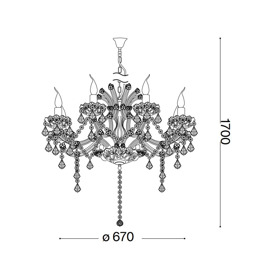 Ideal Lux - Кристален пендел NAPOLEON 8xE14/40W/230V Ø 67 см хром