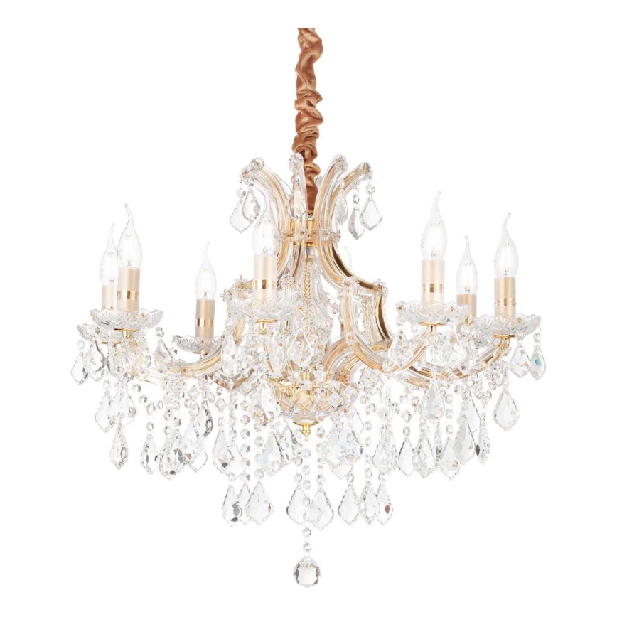 Ideal Lux - Кристален пендел NAPOLEON 8xE14/40W/230V Ø 67 см златист