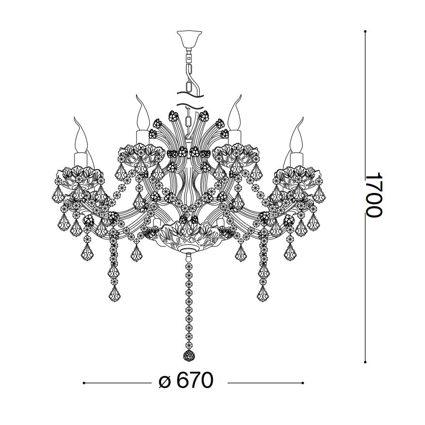 Ideal Lux - Кристален пендел NAPOLEON 8xE14/40W/230V Ø 67 см златист