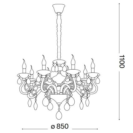 Ideal Lux - Кристален пендел NEGRESCO 10xE14/28W/230V Ø 85 см прозрачен