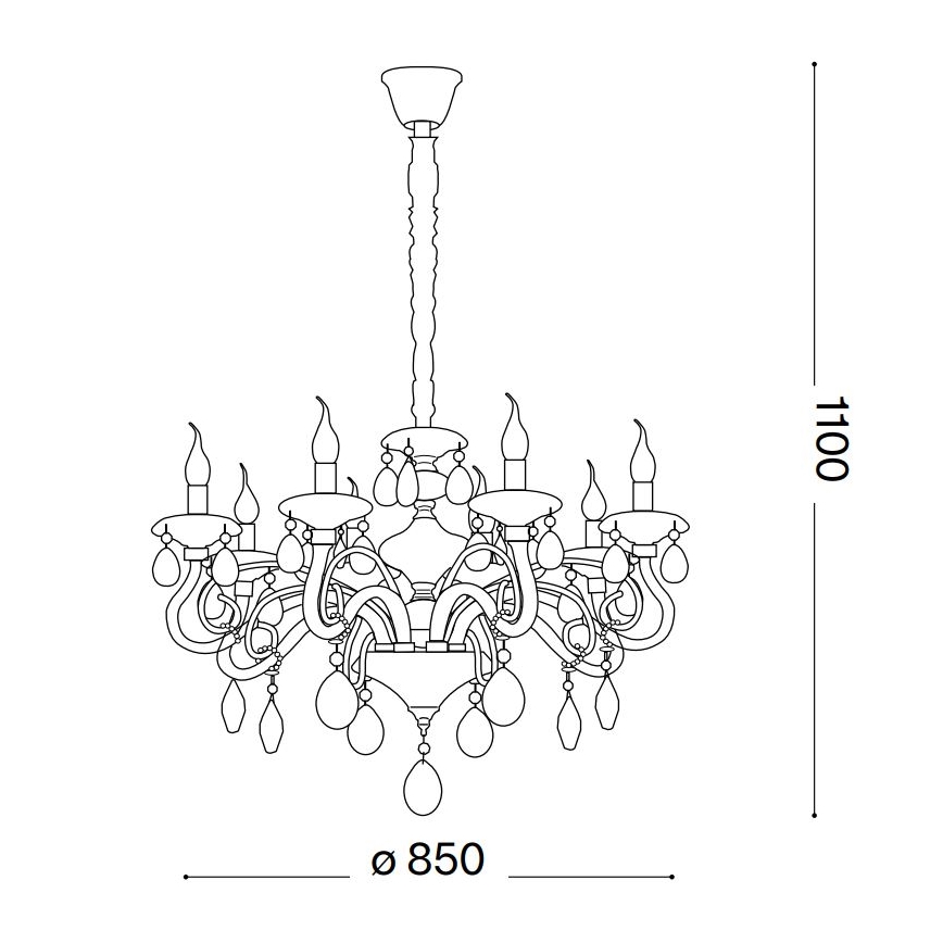 Ideal Lux - Кристален пендел NEGRESCO 10xE14/28W/230V Ø 85 см прозрачен