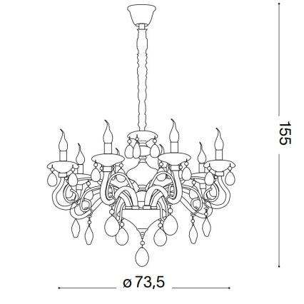 Ideal Lux - Кристален пендел NEGRESCO 8xE14/28W/230V Ø 73,5 см прозрачен