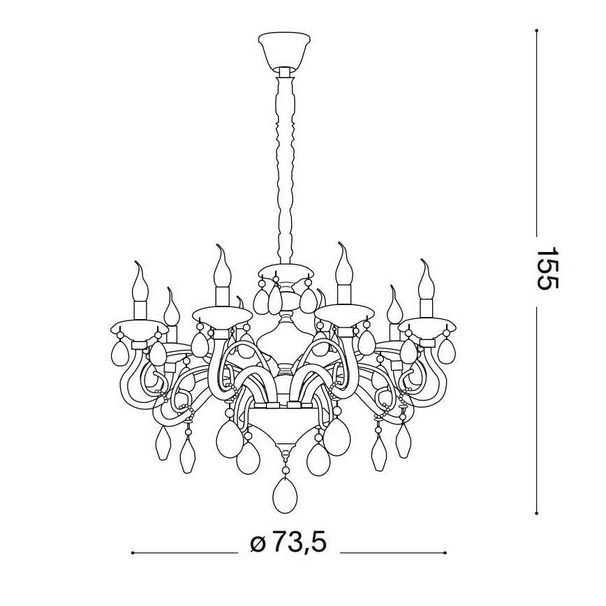 Ideal Lux - Кристален пендел NEGRESCO 8xE14/28W/230V Ø 73,5 см прозрачен
