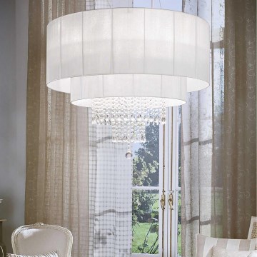 Ideal Lux - Кристален пендел OPERA 10xE27/60W/230V Ø 90 см бял
