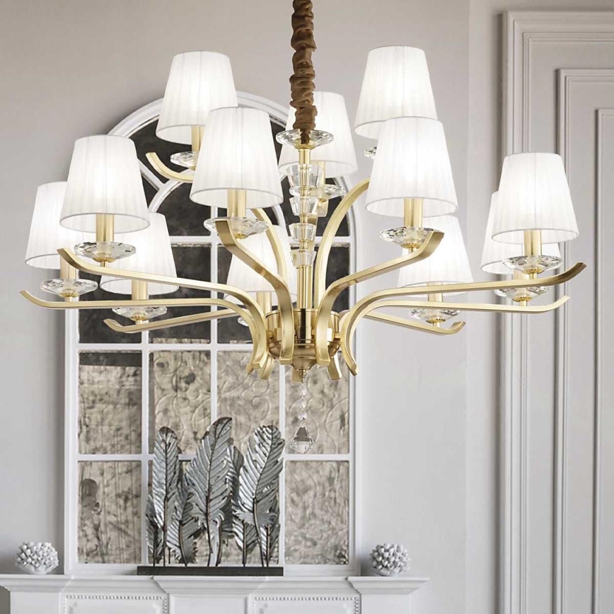 Ideal Lux - Кристален пендел PEGASO 12xE14/28W/230V Ø 102 см златист