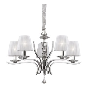 Ideal Lux - Кристален пендел PEGASO 5xE14/28W/230V Ø 72 см лъскав хром