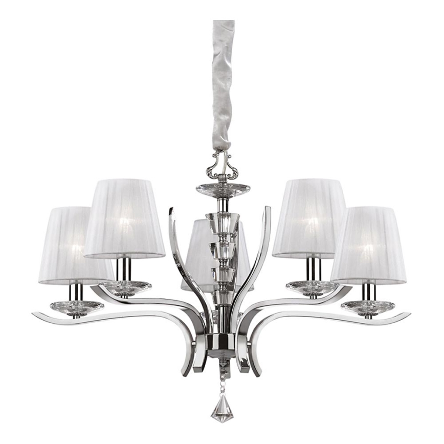 Ideal Lux - Кристален пендел PEGASO 5xE14/28W/230V Ø 72 см лъскав хром
