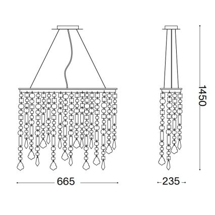 Ideal Lux - Кристален пендел RAIN 5xE14/40W/230V прозрачен