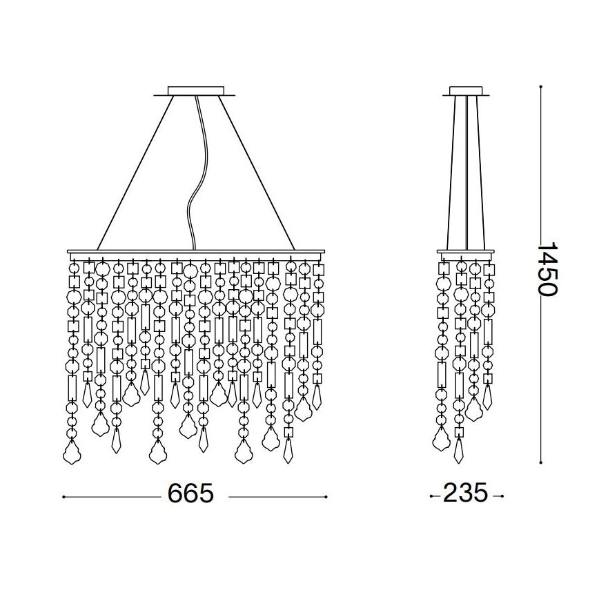Ideal Lux - Кристален пендел RAIN 5xE14/40W/230V прозрачен