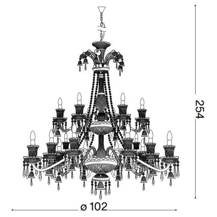 Ideal Lux - Кристален пендел REDENTORE 18xE14/40W/230V Ø 102 см прозрачен
