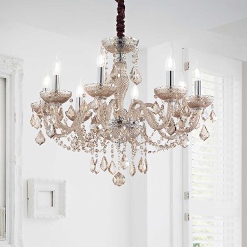 Ideal Lux - Кристален пендел ROSE 8xE14/40W/230V Ø 78 см бежов