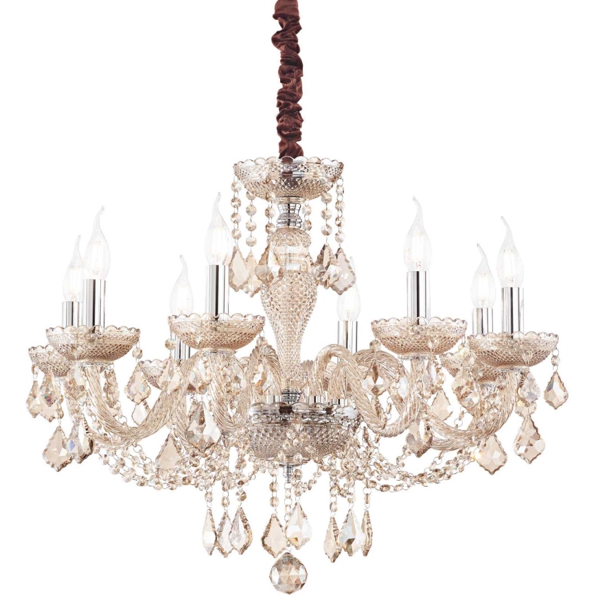 Ideal Lux - Кристален пендел ROSE 8xE14/40W/230V Ø 78 см бежов