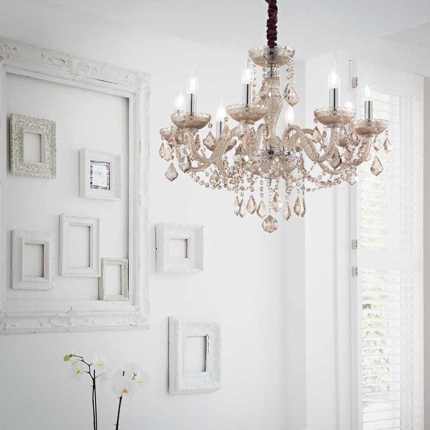 Ideal Lux - Кристален пендел ROSE 8xE14/40W/230V Ø 78 см бежов