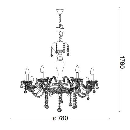 Ideal Lux - Кристален пендел ROSE 8xE14/40W/230V Ø 78 см бежов