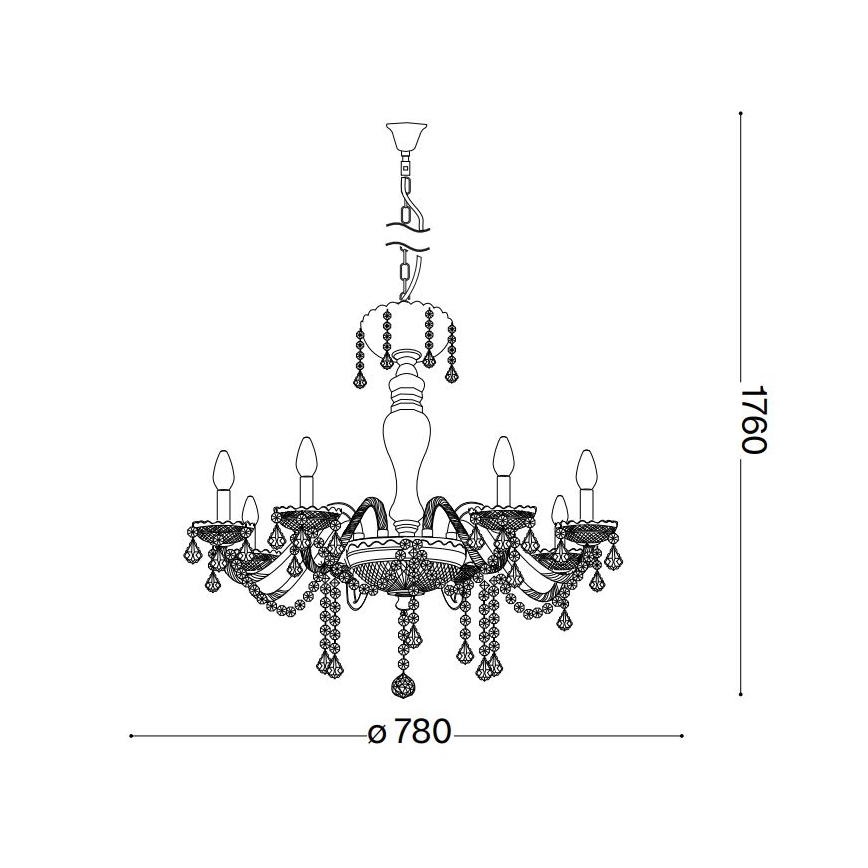 Ideal Lux - Кристален пендел ROSE 8xE14/40W/230V Ø 78 см бежов