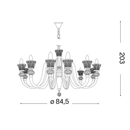 Ideal Lux - Кристален пендел STRAUSS 12xE14/40W/230V Ø 84,5 см месинг