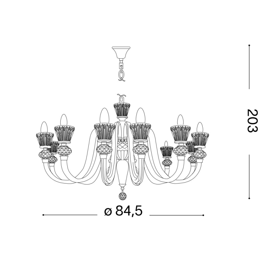 Ideal Lux - Кристален пендел STRAUSS 12xE14/40W/230V Ø 84,5 см месинг