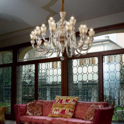 Ideal Lux - Кристален пендел STRAUSS 18xE14/40W/230V Ø 85 см месинг