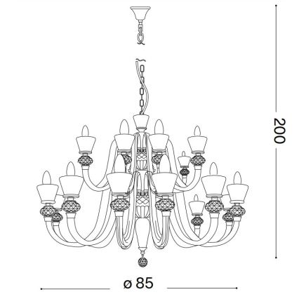 Ideal Lux - Кристален пендел STRAUSS 18xE14/40W/230V Ø 85 см месинг