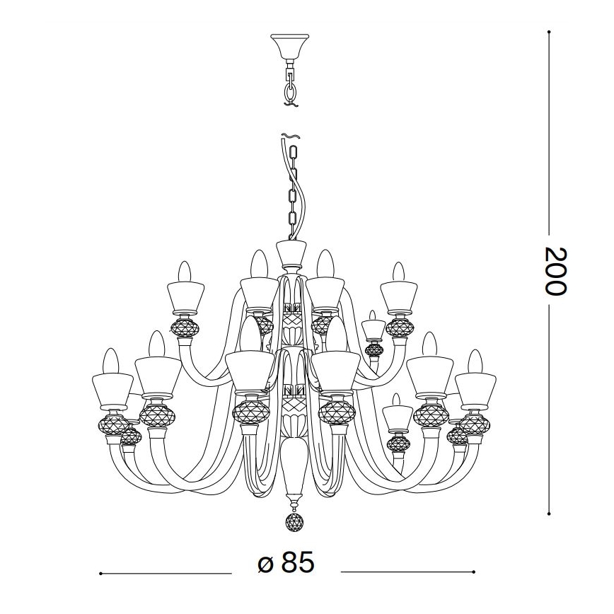 Ideal Lux - Кристален пендел STRAUSS 18xE14/40W/230V Ø 85 см месинг