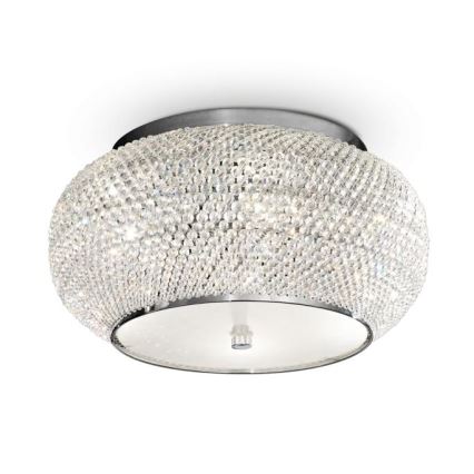 Ideal Lux - Кристален плафон PASHA 6xE14/40W/230V Ø 40 см лъскав хром